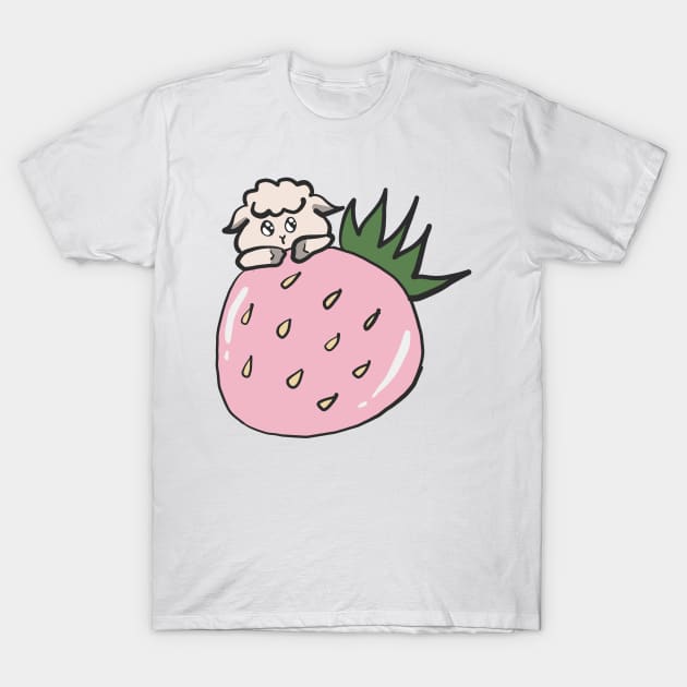 Strawberry Sheep Baby T-Shirt by jenartfart